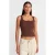 Slim Fit Geribbelde Katoenen Blouse met Vierkante Hals