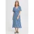 ICHI gebloemde midi jurk blauw