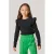 Shoeby ribgebreide top met ruches zwart