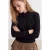 TRENDYOLMİLLA Dames Zwart Effen Lang Regular fit Sweatshirts