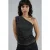 Slim Fit Glanzende Mouwloze Blouse met Asymmetrische Kraag