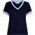 Red Button Jerry v-neck striped rib