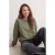 TRENDYOLMİLLA Dames Kaki Slogan Lang Regular fit Sweatshirts