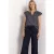 Street One Dames Blouse met split in de hals en volantmouwen in Blauw