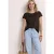 Street One Dames Shirt met boothals en smokdetail in Bruin