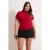 Trendyol Curve Dames Rood Effen Kort Getailleerd Grote maten Blouses