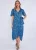 Midi-jurk met blauwe dierenprint in viscose