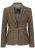 Dames getailleerde bruine pied-de-poule wolmix tweed blazer