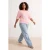 Trendyol Curve Dames Roze Gestreept Kort Regular fit Grote maten Blouses