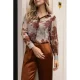 Elvira Collections gebloemde blouse – beige/bruin