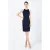 Marineblauwe mouwloze jurk met contrastdetail