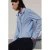 MANGO TEEN rechtvallende gestreepte blouse met plooien – lichtblauw/wit