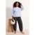 Trendyol Curve Dames Blauw Gestreept Lang Regular fit Grote maten Blouses