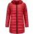 Puffer Jas Dames – Lange Winterjas Dames met Capuchon – Waterdichte Winterjas Dames – Dubbelzijdig – Slim Fit / Getailleerde – Rode Jas