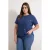 Trendyol Curve Dames Donkerblauw Bloemen Kort Relaxed fit Grote maten T-shirts