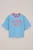 WE Fashion – Meisjes oversized T-shirt met print – Oversized – Blauw – Katoen –