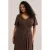 WE Fashion Curve midi jurk bruin