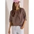 Blouse met 3/4 mouwen en gespleten hals in effen kleur