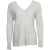 Vince, gebreide v-hals top in beige