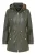 Dames groene leren parka met afneembare borg capuchon en trenchcoat – Trekker
