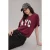 TRENDYOLMİLLA Dames Bordeaux Slogan Kort Oversized T-shirts