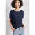 Street One Dames Blouse met ronde hals en korte pofmouwen in Blauw