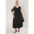 Trendyol Curve Dames Zwart Bloemen Maxi Kort Stijlvol/Avond Asymmetrisch Grote maten Jurk