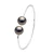 Semi-rigide armband – Zilver 925 – 2 Echte Gecultiveerde Tahiti Parel Rond 9-10 mm