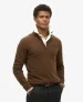 Superdry Mannen Gebreide Essential Trui met Borduursel en Halve Rits Blauw