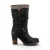 Mustang dames zwarte lange laarzen met halver-kuit hakken – M0162001