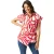 Biba Dames-shirt met gedraaide tailleband en korte mouwen (Rood, Wit)