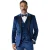 Heren blauw 3-stuks fluwelen trouw Tuxedo formeel pak – AK2