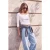 TRENDYOLMİLLA Dames Ecru Effen Driekwart mouw Getailleerd Blouses