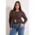Trendyol Curve Dames Bruin Effen Lang Getailleerd Grote maten Blouses