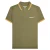 Lambretta Herenpoloshirt met drie punten (Kaki Groen/Tabak/Crème)