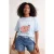 Trendyol Curve Dames Blauw Grafisch Kort Relaxed fit Grote maten T-shirts