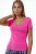 Elastische V-hals Korte Mouw T-Shirt