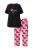 Ulla Popken Pyjama  fuchsia / rosa / zwart / wit