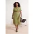 Trendyol Curve Dames Kaki Effen Midi Kort Casual A-lijn Grote maten Jurk