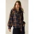 Oltre Check Shirt With Bow Brown