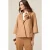 Oltre Suede-effect Caban Coat With Brooch Beige