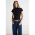 TRENDYOLMİLLA Dames Zwart Effen Lang Getailleerd T-shirts