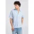 America Today regular casual overhemd met linnen met krijtstreep blauw