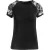 Zwarte top met netjacquardmouwen in duurzame stretchjerseystof
