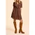 ICode Camel Dress With Black Flower Print