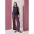 Street One Dames Broek met Mid Waist-taille en Wide Leg-pijpen met strepen in Roze