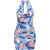 Missy Empire Dames Slinky Abstract Halternek Mini Jurk (Blauw/Multikleur)