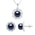 Finery ketting 9-10mm & Oorbellen FLOWER Zoet Water Parels 9-10mm Black 925