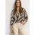 Street One Dames 3/4-mouwen blouse met ronde hals in chiffon in Bruin