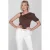 Accentil jersey asymmetrische top donkerbruin